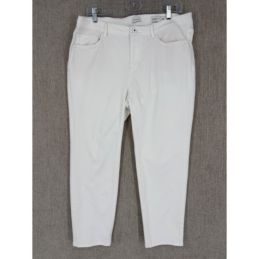 J.Jill Authentic Fit Slim Ankle Jeans 16 White Denim Stretch Pockets